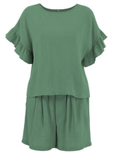 Load image into Gallery viewer, Ruffled Shorts Set | Ruffled Round Neck Top Shorts Set