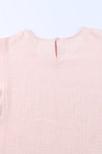 Load image into Gallery viewer, Pink Textured Tiered Ruffled Short Sleeve Blouse | Tops/Blouses & Shirts