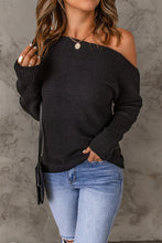 Load image into Gallery viewer, Black Striped Long Sleeve Knit Sweater | Tops/Sweaters & Cardigans