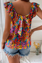 Load image into Gallery viewer, Multicolour Floral Print Cap Sleeve Square Neck Back Knot Blouse