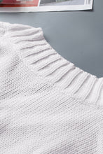 Load image into Gallery viewer, White V neck Drop Shoulder Sweater