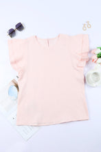 Load image into Gallery viewer, Pink Textured Tiered Ruffled Short Sleeve Blouse | Tops/Blouses & Shirts