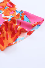 Load image into Gallery viewer, Pink Abstract Print V Neck Flutter Sleeve Blouse | Tops/Blouses & Shirts