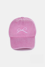 Load image into Gallery viewer, Pink Cotton Sports Hat | Bow Embroidered Washes Caps
