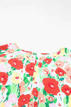 Load image into Gallery viewer, V Neck Blouse | Red Floral Print Ruffled Short Sleeve