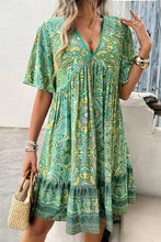 Load image into Gallery viewer, Womens Mini Dress | Printed V-Neck Half Sleeve Mini Dress | Mini Dress