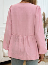 Load image into Gallery viewer, Tied Striped Long Sleeve Blouse