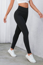 Load image into Gallery viewer, Black Criss Cross Tummy Control High Waist Leggings | Bottoms/Leggings