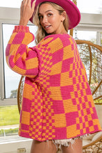 Load image into Gallery viewer, Multicolor Open Front Mixed Checkered Pattern Knit Cardigan | Tops/Sweaters & Cardigans