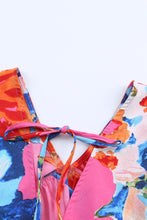 Load image into Gallery viewer, Pink Abstract Print V Neck Flutter Sleeve Blouse | Tops/Blouses & Shirts