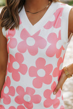Load image into Gallery viewer, V Neck Tank Top | Pink Cute Flower Knitted Tank