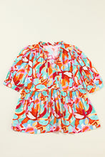 Load image into Gallery viewer, Printed Blouse | Tie Neck Half Sleeve Top