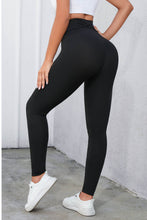Load image into Gallery viewer, Black Criss Cross Tummy Control High Waist Leggings | Bottoms/Leggings