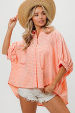 Load image into Gallery viewer, Womens Top | BiBi Plaid Button Up Dolman Sleeve Shirt | Tops/Blouses & Shirts