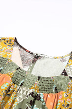 Load image into Gallery viewer, Green Square Neck Mixed Print Blouse | Tops/Blouses & Shirts