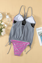 Load image into Gallery viewer, Tankini Set | Crisscross Striped Spaghetti Strap Swimsuit