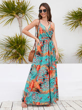 Load image into Gallery viewer, Maxi Dress | Printed Surplice Spaghetti Strap Dress