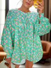 Load image into Gallery viewer, Tied Printed Long Sleeve Blouse