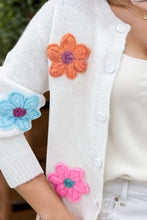 Load image into Gallery viewer, Flower Dropped Shoulder Long Sleeve Cardigan