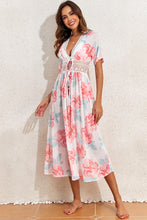 Load image into Gallery viewer, White Floral Print Lace Splicing Knot Front Beach Cover Up | Swimwear/Beach Cover-ups