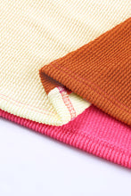 Load image into Gallery viewer, Rose Leopard Patchwork Color Block Ribbed Long Sleeve Top | Tops/Long Sleeve Tops