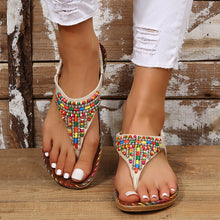 Load image into Gallery viewer, Beaded Leather Sandals | Flat Sandals