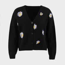 Load image into Gallery viewer, Flower Button Front Dropped Shoulder Cardigan