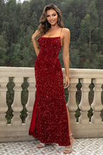 Load image into Gallery viewer, Formal Dress | Sequin Backless Split Maxi Dress