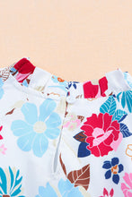 Load image into Gallery viewer, White Frill Mock Neck Sleeveless Tiered Floral Dress | Dresses/Floral Dresses