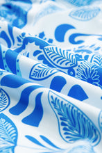 Load image into Gallery viewer, Sky Blue Retro Floral Print Drawstring Waist Ruffled Mini Dress