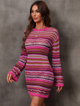 Load image into Gallery viewer, Sweater Dress | Multicolored Stripe Dropped Shoulder