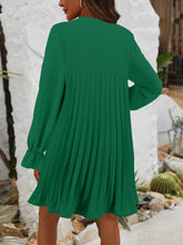 Load image into Gallery viewer, Pleated Mini Dress | Tie Neck Flounce Sleeve