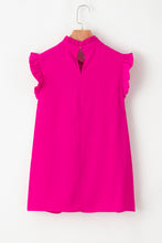 Load image into Gallery viewer, Pink Sleeveless Top | Pleated Mock Neck Frilled Sleeveless Top