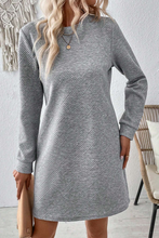 Load image into Gallery viewer, Gray Solid Color Textured Long Sleeve Shift Dress