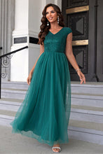 Load image into Gallery viewer, Formal Gown | Sequin V-Neck Mesh Maxi Dress