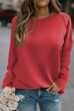 Load image into Gallery viewer, Fiery Red Solid Round Neck Raglan Sleeve Sweatshirt | Tops/Sweatshirts & Hoodies