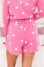 Load image into Gallery viewer, Loungewear Set | Pink Heart Print Long Sleeve Tee and Shorts