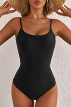 Load image into Gallery viewer, Black Thin Strap Strappy Lace-up Open Back One Piece Swimsuit