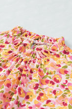 Load image into Gallery viewer, Orange Boho Floral Ruffle Short Sleeve Frill Mock Neck Blouse | Tops/Blouses & Shirts