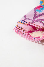 Load image into Gallery viewer, Multicolor Vibrant Floral Print Trimmed Ruffle Sleeve Blouse | Tops/Blouses & Shirts