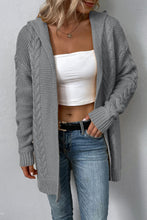 Load image into Gallery viewer, Cable-Knit Hooded Cardigan