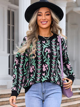 Load image into Gallery viewer, Flower Design Long Sleeve Sweater