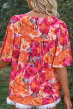 Load image into Gallery viewer, Fiery Red Floral Print Wide Sleeve Blouse | Tops/Blouses & Shirts