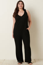 Load image into Gallery viewer, Cross Back Jumpsuit | Black Knit V Neck Jumpsuit