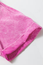 Load image into Gallery viewer, Bright Pink Mineral Wash Split Neck Pocket Patched Denim Top