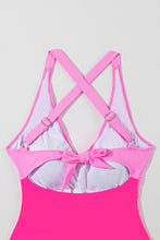 Load image into Gallery viewer, Rose Red Crisscross Straps Tie Back Flared One Piece Swimsuit | Swimwear/Swim Dresses