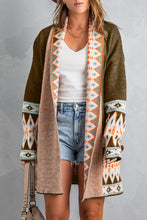 Load image into Gallery viewer, Brown Aztec Print Open Front Knitted Cardigan | Tops/Sweaters & Cardigans