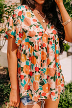 Load image into Gallery viewer, Womens Blouse | Printed V-Neck Short Sleeve Blouse | Tops/Blouses & Shirts