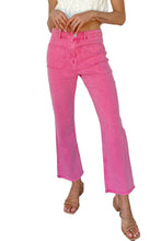 Load image into Gallery viewer, Pink Ankle-length Flare Leg Raw Hem Jeans | Bottoms/Jeans