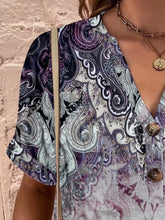 Load image into Gallery viewer, Short Sleeve Blouse | Full Size Printed Notched Top